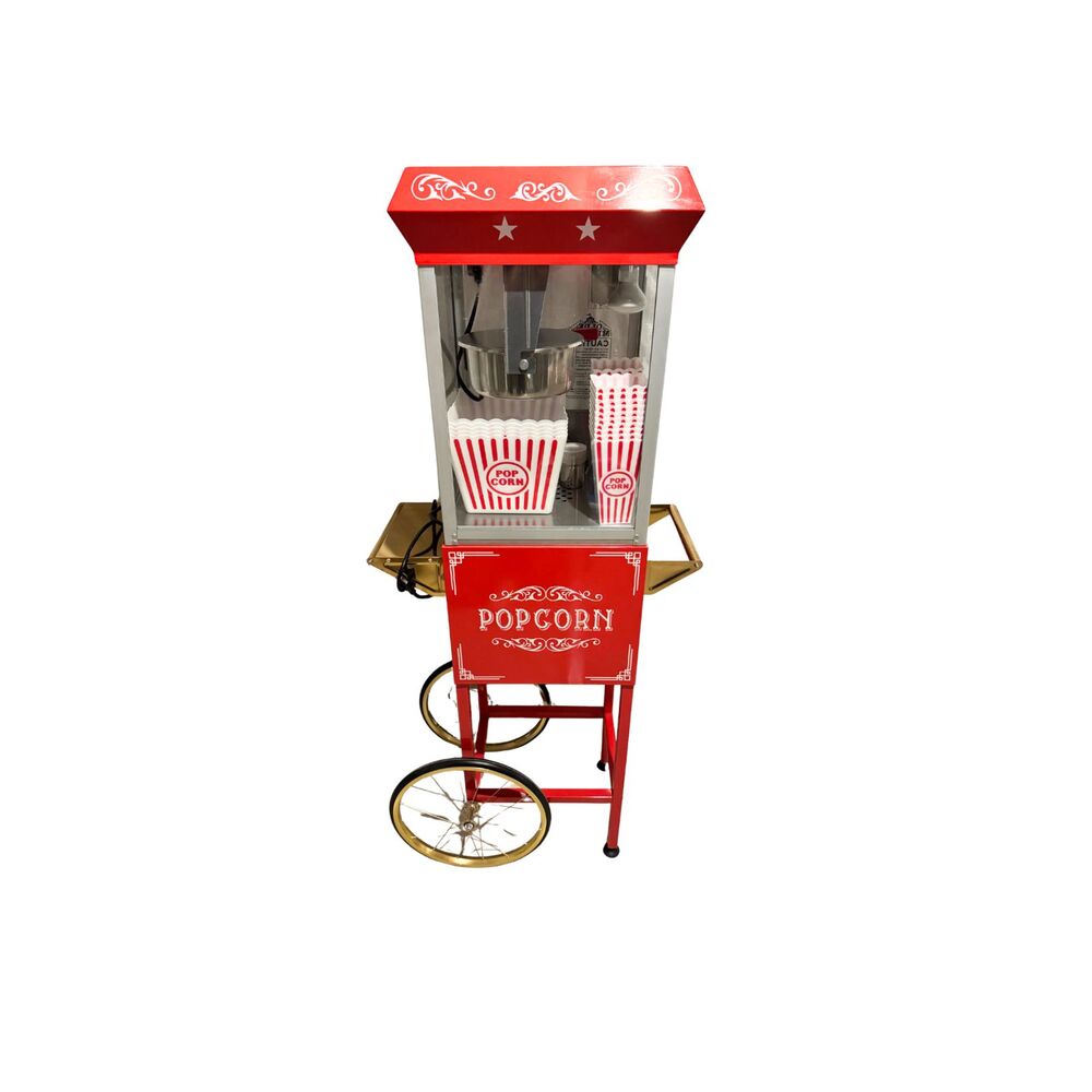 Olde Midway Vintage-Style Popcorn Machine Popper with Cart